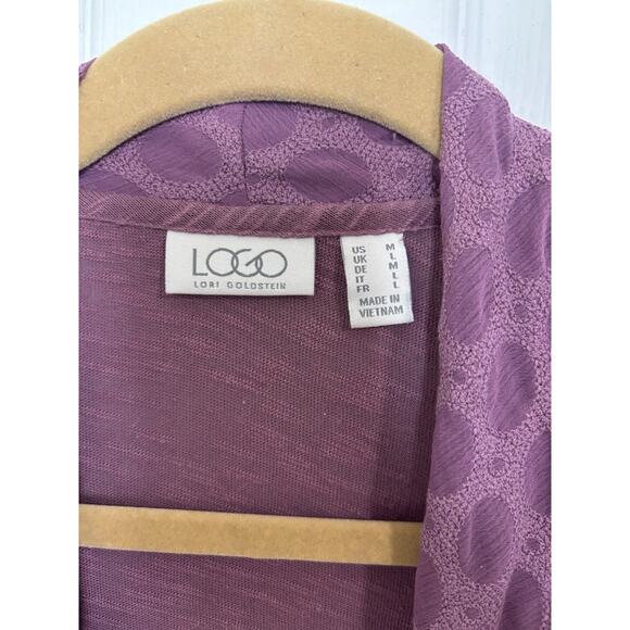 LOGO by Lori Goldstein Open Front Cardigan Size Medium Purple Boho Contemporary - Picture 4 of 5